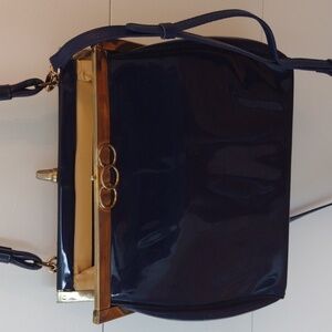 Vintage patent navy purse